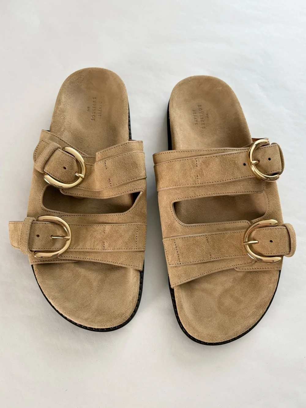Sézane Lenny Low Mules | Suede Slide Sandals in Sandstone